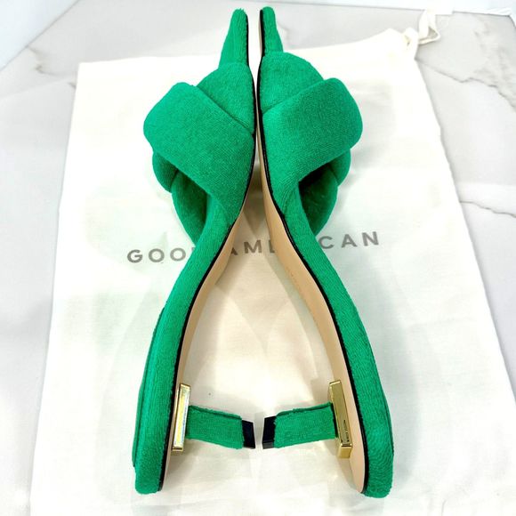 Good American Emerald Green Terry Cloth Kitten Heels - Size 10 - New in Box - Picture 9 of 11